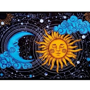 Celestial Sun and Moon Tapestry